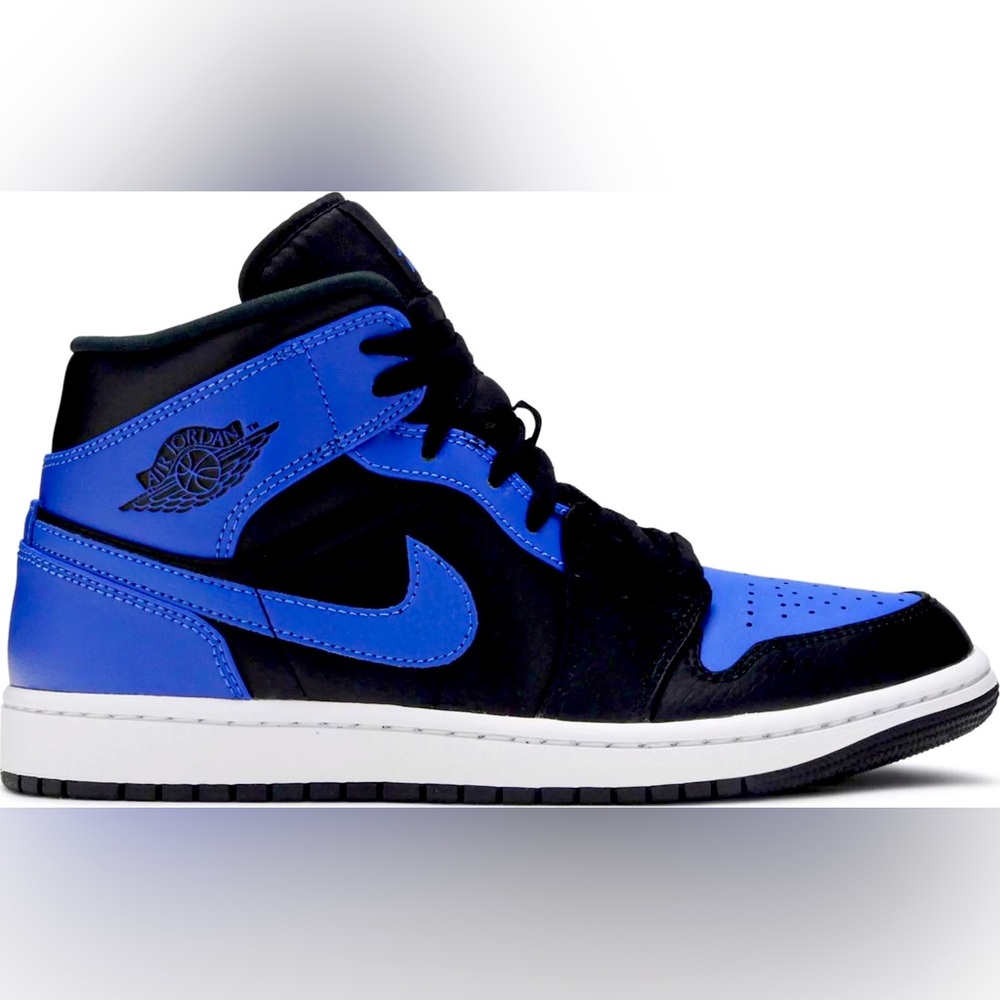 Jordan 1 Mid Hyper Royal 8.5M - Black and Blue